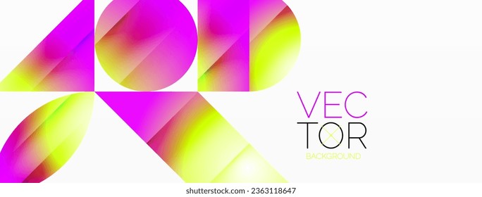 Serene gradient template. Circles and triangles mingle in minimalist perfection. Gentle fusion of forms and hues creates balanced yet captivating backdrop, embodying modern sophistication
