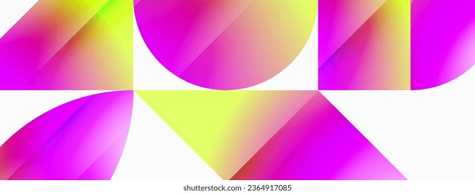 Serene gradient template. Circles and triangles mingle in minimalist perfection. Gentle fusion of forms and hues creates balanced yet captivating backdrop, embodying modern sophistication