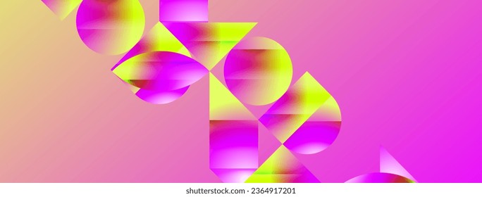 Serene gradient template. Circles and triangles mingle in minimalist perfection. Gentle fusion of forms and hues creates balanced yet captivating backdrop, embodying modern sophistication