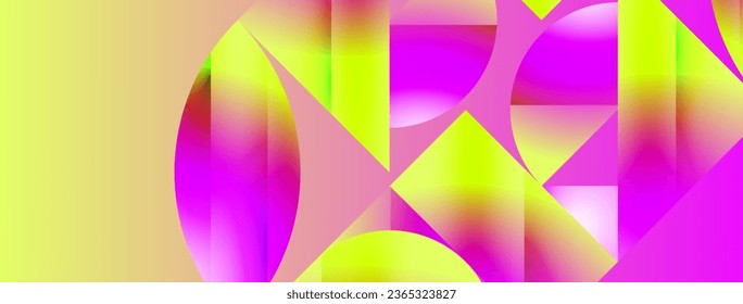 Serene gradient template. Circles and triangles mingle in minimalist perfection. Gentle fusion of forms and hues creates balanced yet captivating backdrop, embodying modern sophistication