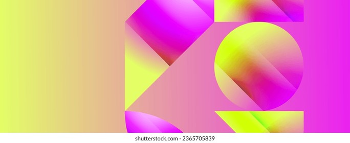 Serene gradient template. Circles and triangles mingle in minimalist perfection. Gentle fusion of forms and hues creates balanced yet captivating backdrop, embodying modern sophistication