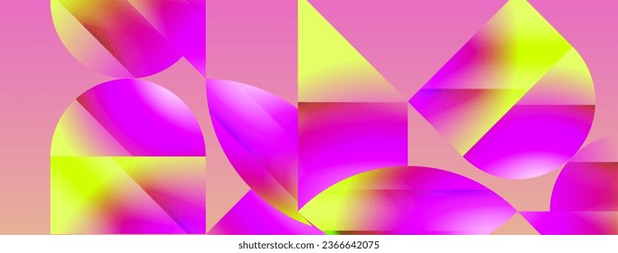 Serene gradient template. Circles and triangles mingle in minimalist perfection. Gentle fusion of forms and hues creates balanced yet captivating backdrop, embodying modern sophistication