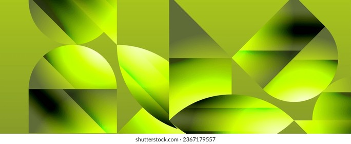 Serene gradient template. Circles and triangles mingle in minimalist perfection. Gentle fusion of forms and hues creates balanced yet captivating backdrop, embodying modern sophistication