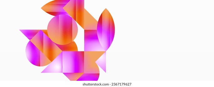 Serene gradient template. Circles and triangles mingle in minimalist perfection. Gentle fusion of forms and hues creates balanced yet captivating backdrop, embodying modern sophistication