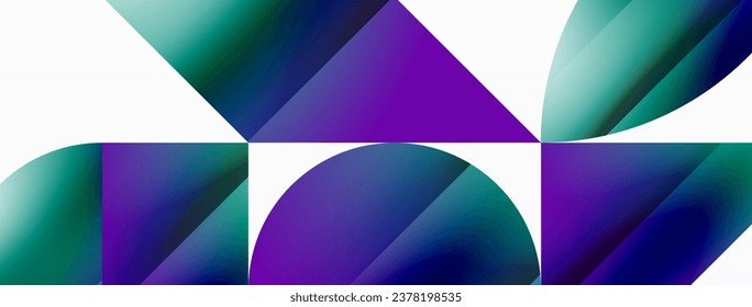 Serene gradient template. Circles and triangles mingle in minimalist perfection. Gentle fusion of forms and hues creates balanced yet captivating backdrop, embodying modern sophistication