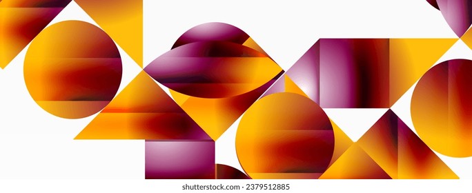 Serene gradient template. Circles and triangles mingle in minimalist perfection. Gentle fusion of forms and hues creates balanced yet captivating backdrop, embodying modern sophistication