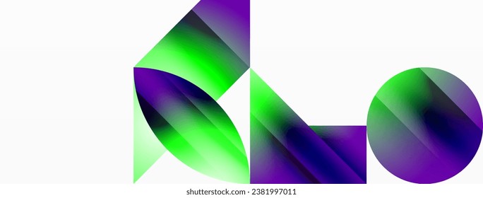 Serene gradient template. Circles and triangles mingle in minimalist perfection. Gentle fusion of forms and hues creates balanced yet captivating backdrop, embodying modern sophistication