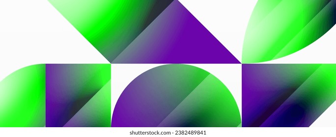 Serene gradient template. Circles and triangles mingle in minimalist perfection. Gentle fusion of forms and hues creates balanced yet captivating backdrop, embodying modern sophistication