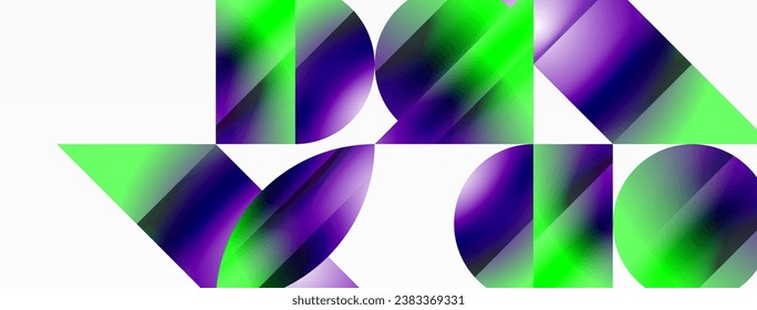 Serene gradient template. Circles and triangles mingle in minimalist perfection. Gentle fusion of forms and hues creates balanced yet captivating backdrop, embodying modern sophistication