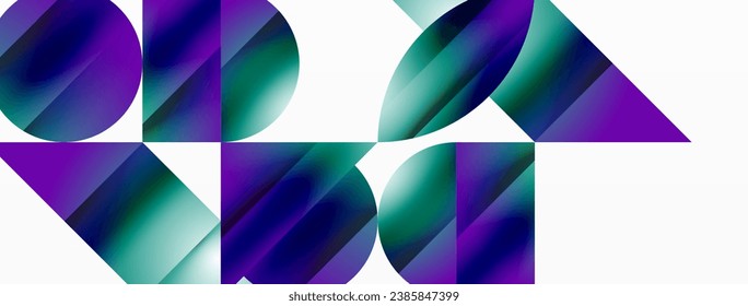 Serene gradient template. Circles and triangles mingle in minimalist perfection. Gentle fusion of forms and hues creates balanced yet captivating backdrop, embodying modern sophistication