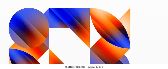 Serene gradient template. Circles and triangles mingle in minimalist perfection. Gentle fusion of forms and hues creates balanced yet captivating backdrop, embodying modern sophistication