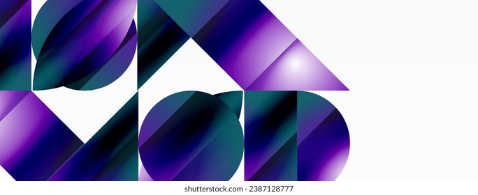 Serene gradient template. Circles and triangles mingle in minimalist perfection. Gentle fusion of forms and hues creates balanced yet captivating backdrop, embodying modern sophistication