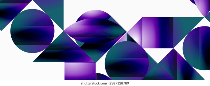 Serene gradient template. Circles and triangles mingle in minimalist perfection. Gentle fusion of forms and hues creates balanced yet captivating backdrop, embodying modern sophistication