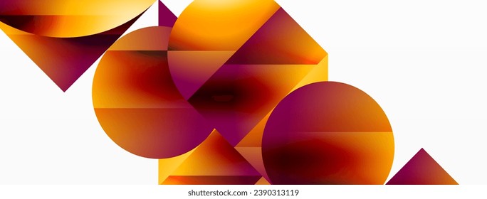 Serene gradient template. Circles and triangles mingle in minimalist perfection. Gentle fusion of forms and hues creates balanced yet captivating backdrop, embodying modern sophistication