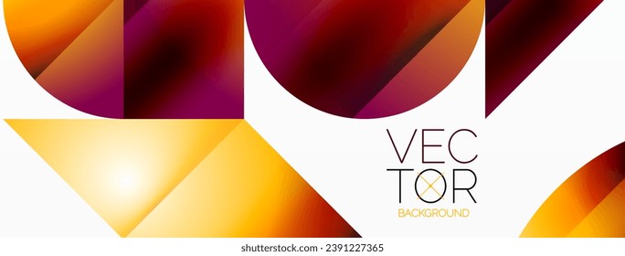 Serene gradient template. Circles and triangles mingle in minimalist perfection. Gentle fusion of forms and hues creates balanced yet captivating backdrop, embodying modern sophistication