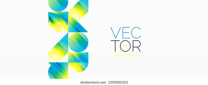 Serene gradient template. Circles and triangles mingle in minimalist perfection. Gentle fusion of forms and hues creates balanced yet captivating backdrop, embodying modern sophistication