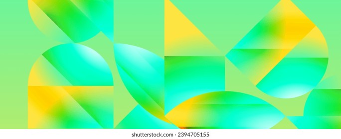 Serene gradient template. Circles and triangles mingle in minimalist perfection. Gentle fusion of forms and hues creates balanced yet captivating backdrop, embodying modern sophistication