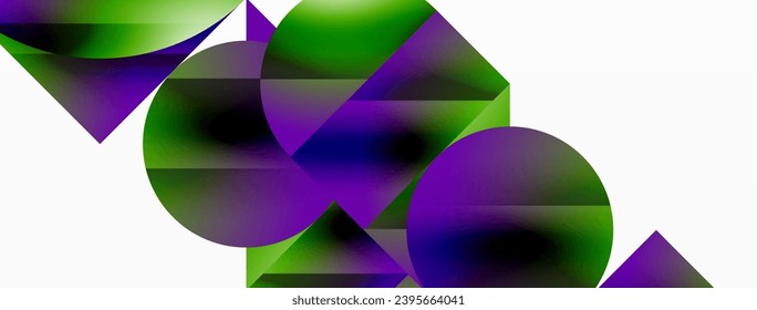 Serene gradient template. Circles and triangles mingle in minimalist perfection. Gentle fusion of forms and hues creates balanced yet captivating backdrop, embodying modern sophistication