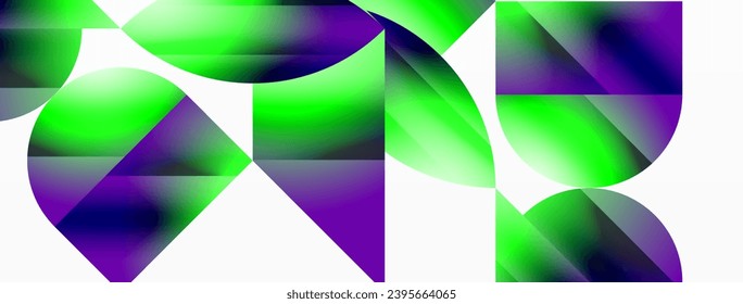 Farbverlauf-Vorlage für Seren. Kreise und Dreiecke vermischen sich in minimalistischer Perfektion. Die sanfte Verschmelzung von Formen und Farben schafft einen ausgewogenen, aber fesselnden Hintergrund und verkörpert moderne Eleganz