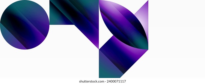 Serene gradient template. Circles and triangles mingle in minimalist perfection. Gentle fusion of forms and hues creates balanced yet captivating backdrop, embodying modern sophistication