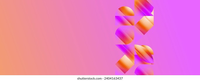 Serene gradient template. Circles and triangles mingle in minimalist perfection. Gentle fusion of forms and hues creates balanced yet captivating backdrop, embodying modern sophistication