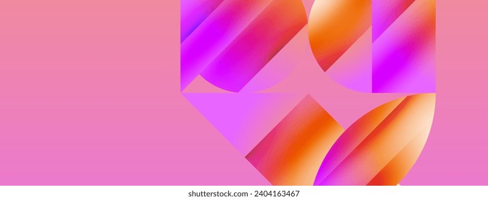 Serene gradient template. Circles and triangles mingle in minimalist perfection. Gentle fusion of forms and hues creates balanced yet captivating backdrop, embodying modern sophistication