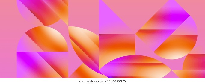 Serene gradient template. Circles and triangles mingle in minimalist perfection. Gentle fusion of forms and hues creates balanced yet captivating backdrop, embodying modern sophistication