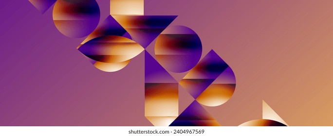 Serene gradient template. Circles and triangles mingle in minimalist perfection. Gentle fusion of forms and hues creates balanced yet captivating backdrop, embodying modern sophistication