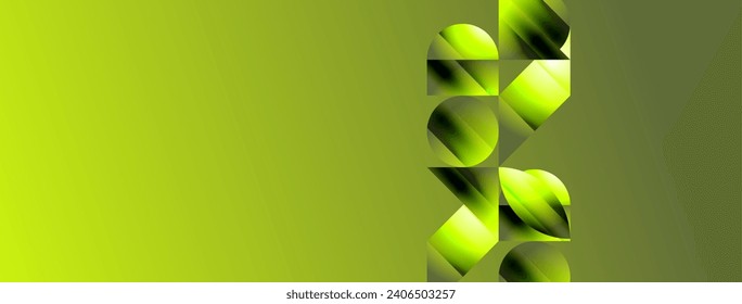 Serene gradient template. Circles and triangles mingle in minimalist perfection. Gentle fusion of forms and hues creates balanced yet captivating backdrop, embodying modern sophistication