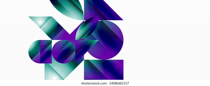 Serene gradient template. Circles and triangles mingle in minimalist perfection. Gentle fusion of forms and hues creates balanced yet captivating backdrop, embodying modern sophistication