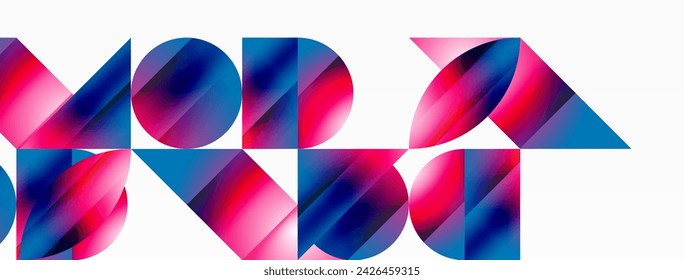 Serene gradient template. Circles and triangles mingle in minimalist perfection. Gentle fusion of forms and hues creates balanced yet captivating backdrop, embodying modern sophistication