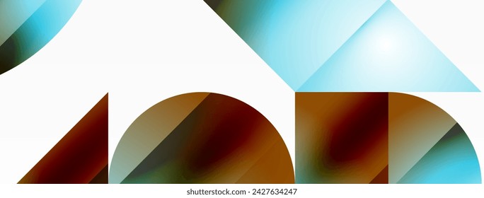 Serene gradient template. Circles and triangles mingle in minimalist perfection. Gentle fusion of forms and hues creates balanced yet captivating backdrop, embodying modern sophistication