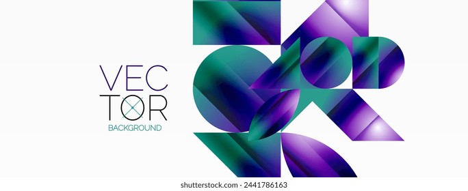 Serene gradient template. Circles and triangles mingle in minimalist perfection. Gentle fusion of forms and hues creates balanced yet captivating backdrop, embodying modern sophistication