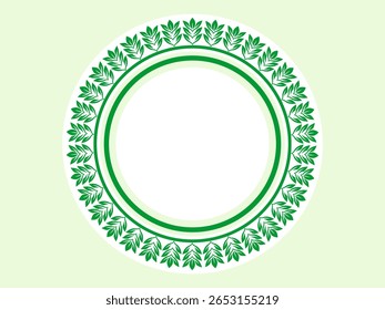 A serene green circular frame combining nature's foliage with intricate mandala patterns on a light green background. Ideal for wellness, botanical, and eco-friendly designs.