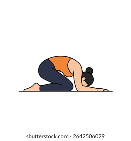 Serene Individual in Yoga Child's Pose Isolated on Pure White Background Restorative