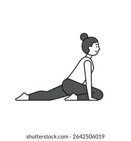 Serene Individual in Yoga Pigeon Pose Isolated on Pure White Background Flexibility