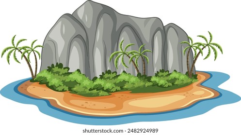 A serene island with lush greenery and cliffs