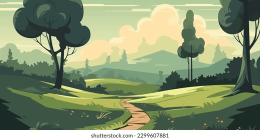 Serene Journey Through Verdant Fields