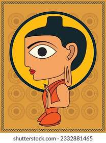 Serene Kalighat Art: Buddha in Peaceful Pose. Kalighat Painting, Contemporary Art, Indian Paintings, Wall Paintings, Modern Art Paintings. 