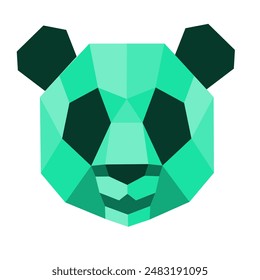 In a serene landscape of green bamboo and dappled sunlight, a panda emerges, its form crafted from a symphony of geometric shapes. Soft, rounded circles shape its endearing face, while large ovals for