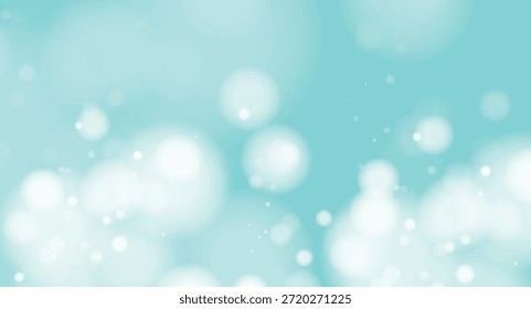 Um fundo azul claro sereno com círculos de bokeh branco macio e partículas cintilantes, criando um ambiente sonhador, etéreo perfeito para projetos limpos e cenários tranquilos