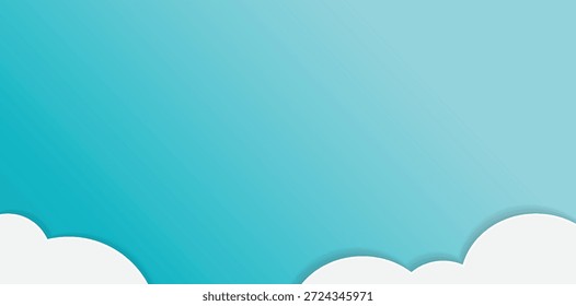 Sereno cielo degradado azul claro con suaves nubes blancas esponjosas en la parte inferior, creando un fondo tranquilo y aireado perfecto para diseños tranquilos y presentaciones digitales