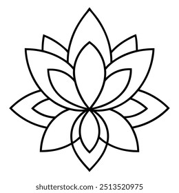A serene line drawing featuring a lotus blossom in the middle, encircled by gentle, circular designs.