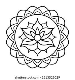 A serene line drawing featuring a lotus blossom in the middle, encircled by gentle, circular designs.
