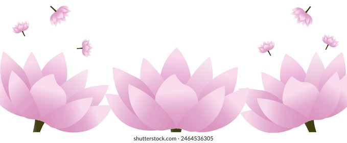 Serene lotus background. Happy Vesak Buddha Purnima Day or greeting template. Vector illustration.
