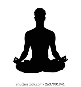 Serene Male Yoga Pose Silhouette - Meditation and Wellness Icon