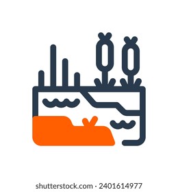 Serene Marsh Vector Icon Illustration for Wetland Beauty