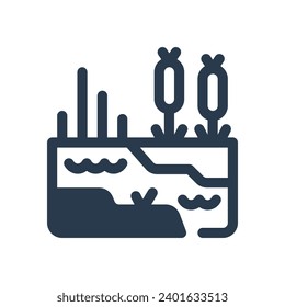 Serene Marsh Vector Icon Illustration for Wetland Beauty