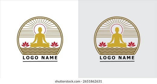 Serene Meditation Logo with Buddha Silhouette.