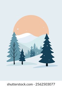 A serene minimal winter. Vector Illustration